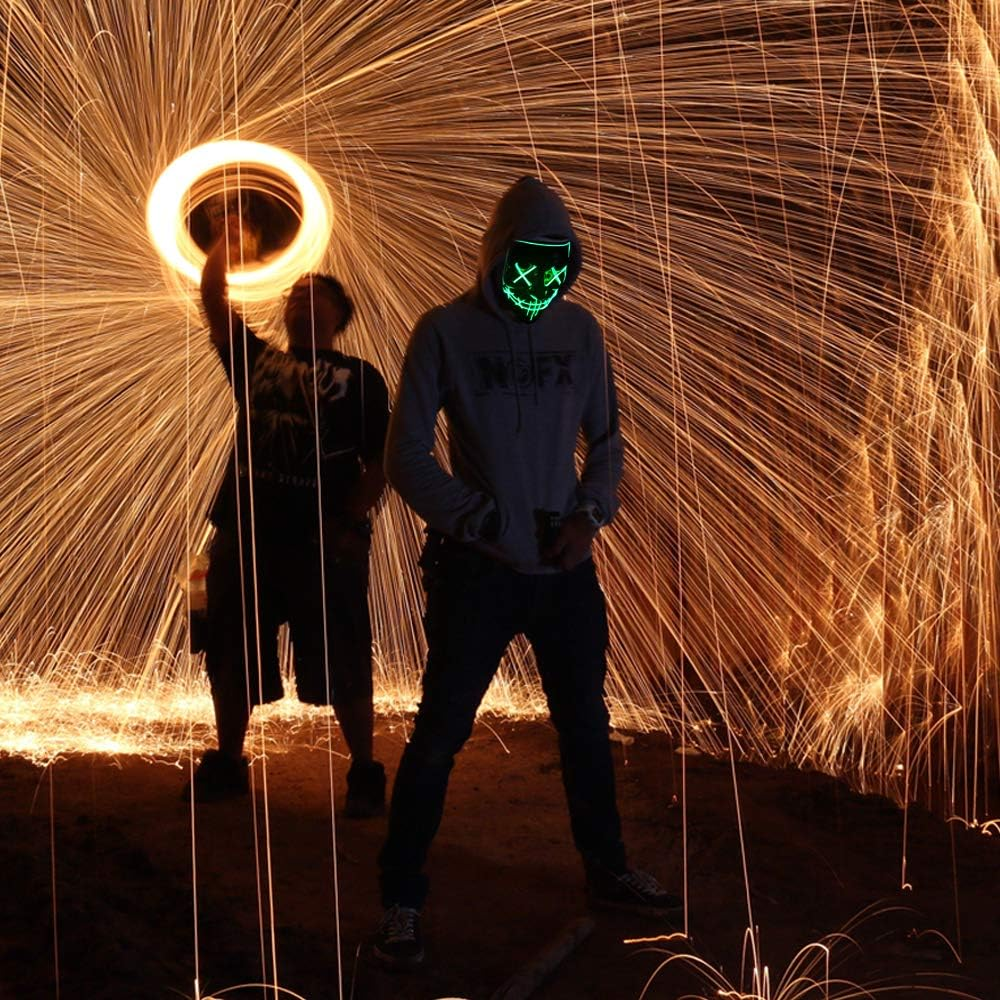 AOGU Halloween Mask LED Light up Masks for Festival Cosplay Halloween Costume Masquerade Parties,Carnival,Gifts