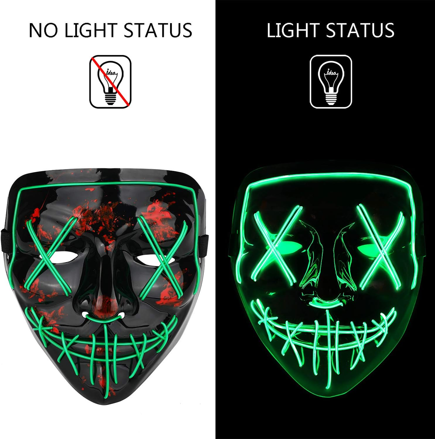AOGU Halloween Mask LED Light up Masks for Festival Cosplay Halloween Costume Masquerade Parties,Carnival,Gifts