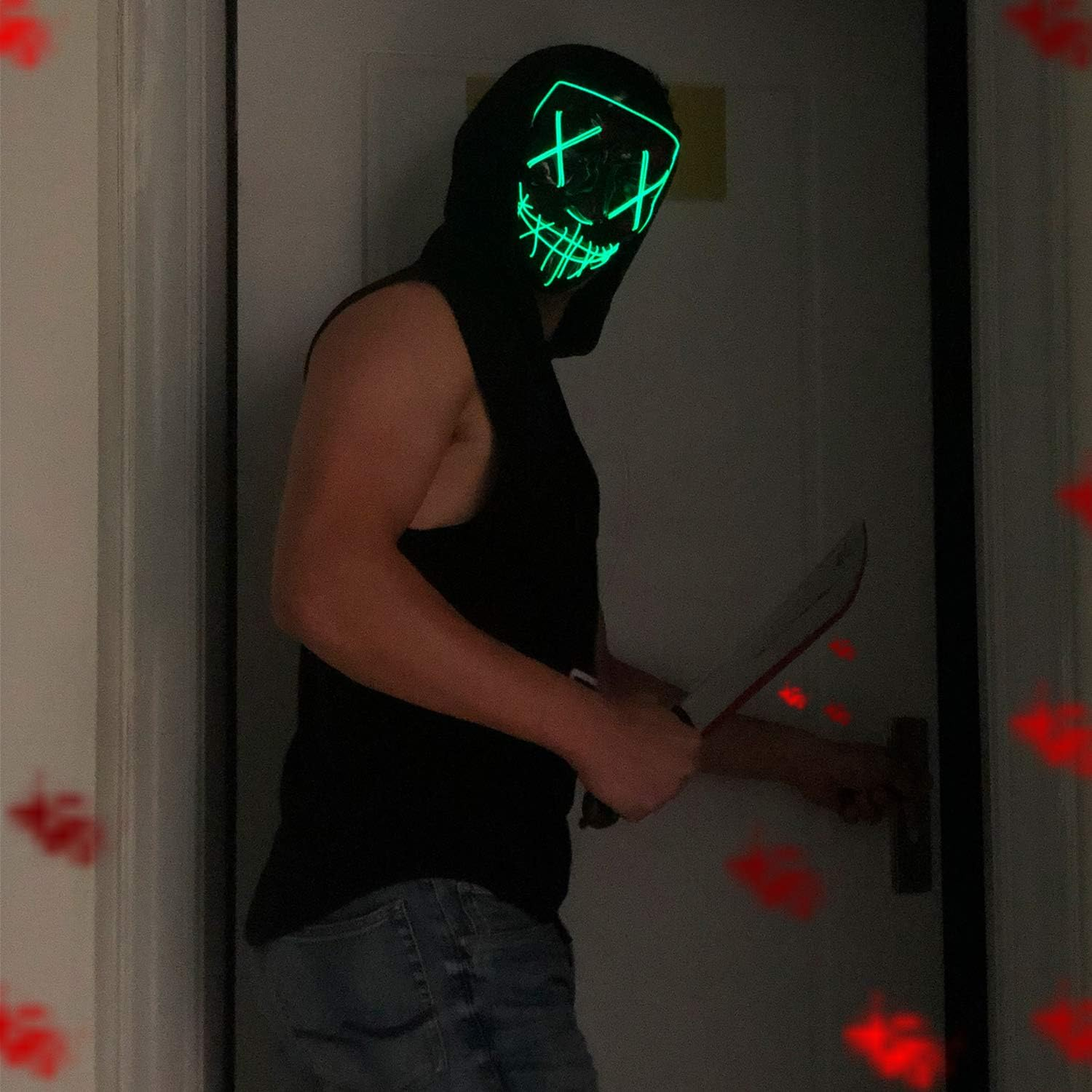 AOGU Halloween Mask LED Light up Masks for Festival Cosplay Halloween Costume Masquerade Parties,Carnival,Gifts
