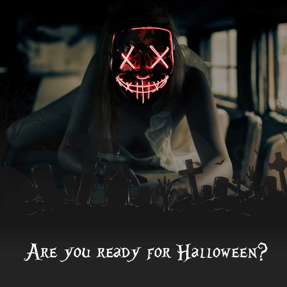 AOGU Halloween Mask LED Light up Mask for Festival Cosplay Halloween Costume Masquerade Parties,Carnival,Gifts