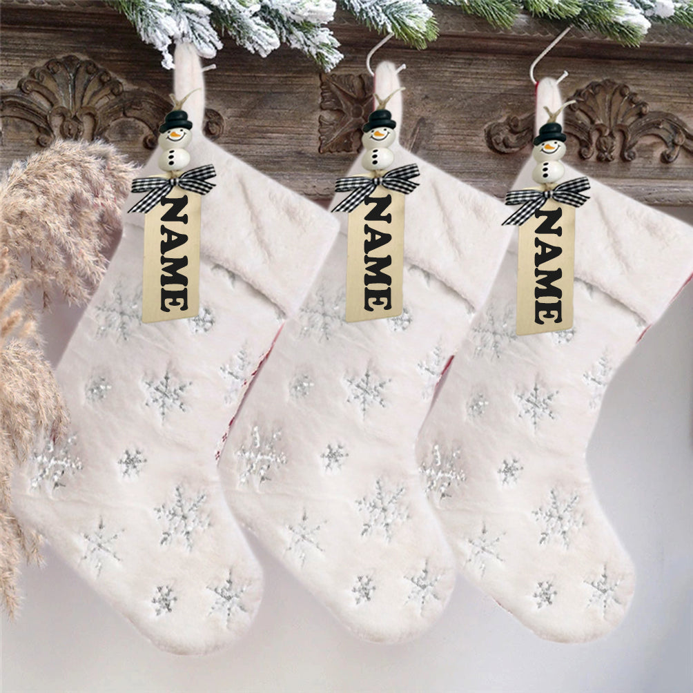 AOGU 3 Pack 22 Inch Faux Fur Sequin Snowflake Christmas Stockings Snowy White Christmas Stockings Hanging Ornaments Candy Gift Bags for Christmas Decorations