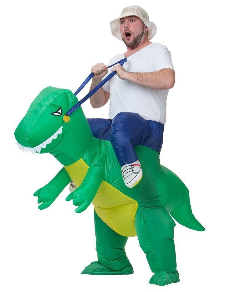 AOGU Inflatable Dinosaur Rider T-REX Costume Halloween Costume for Adults and Kids Inflatable Costumes Cosplay Party Dress Up