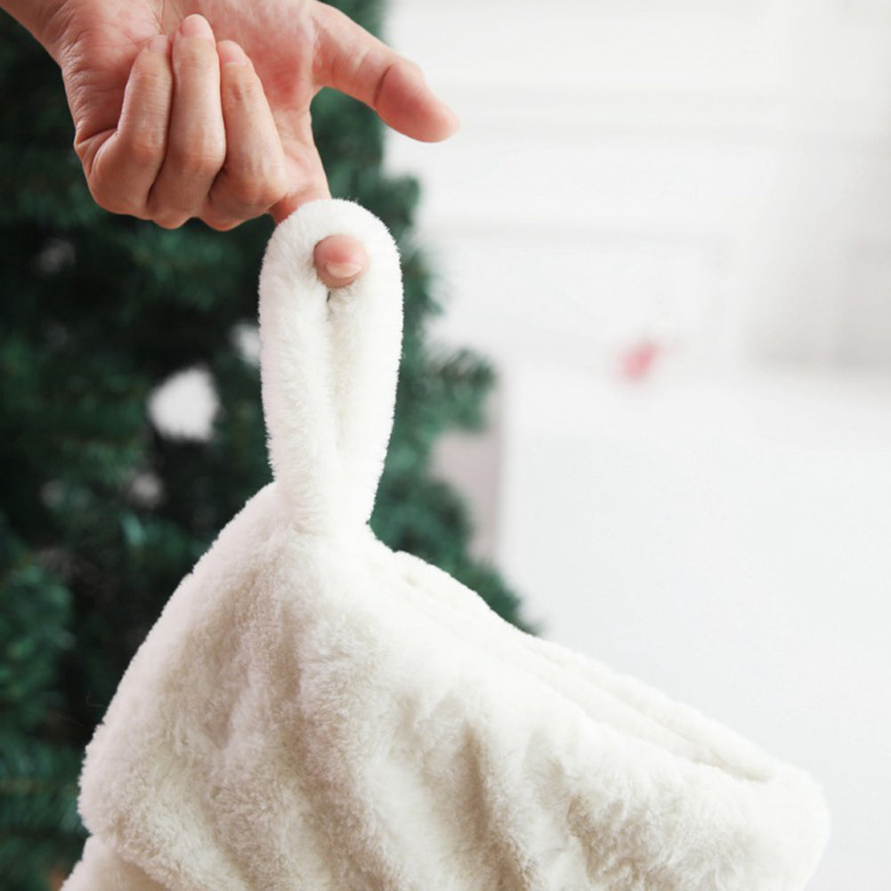AOGU 3 Pack 22 Inch Faux Fur Sequin Snowflake Christmas Stockings Snowy White Christmas Stockings Hanging Ornaments Candy Gift Bags for Christmas Decorations